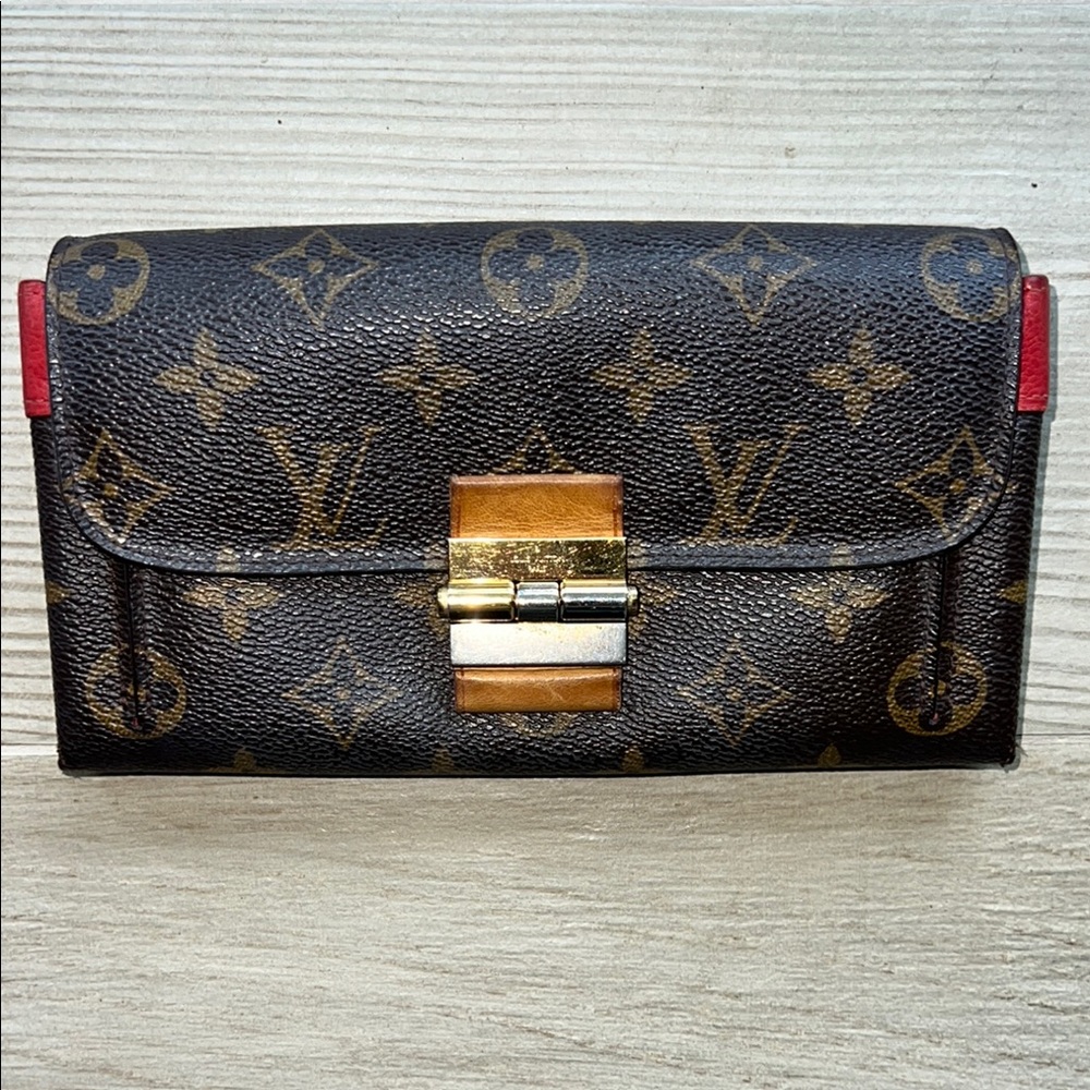 Louis Vuitton Monogram Wallet Gold and Red Accents